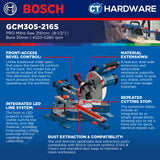 Bosch PRO GCM305-216S Mitre Saw 1300W 216mm 315mm Cutting Capacity [0601B610L0]