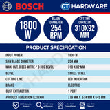 Bosch PRO GCM 310-254 S Mitre Saw 254mm 1800W [0601B532L0]