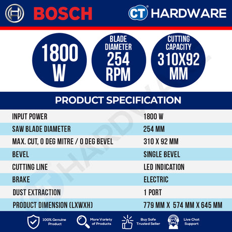 Bosch PRO GCM 310-254 S Mitre Saw 254mm 1800W [0601B532L0]