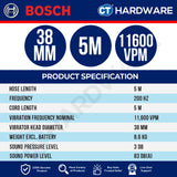 Bosch PRO GDI38-500 Concrete Vibrator Poker 38mm 5m Whip [06019P9400]