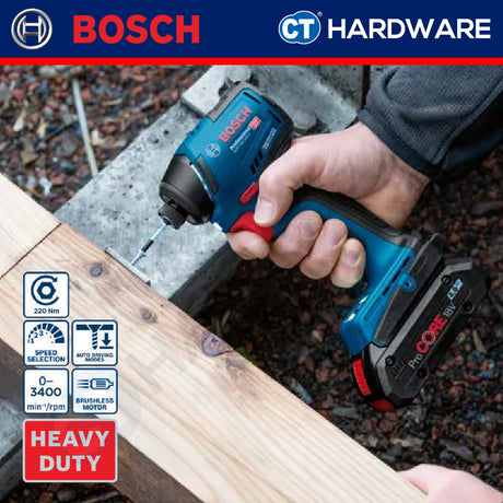 Bosch GDR18V220C Cordless Brushless Impact Driver 18V | 1/4" | 220NM Come with 2x 4.0Ah 18V Battery & Charger