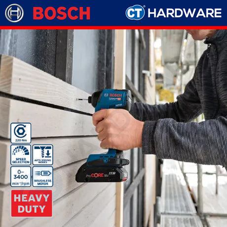 Bosch GDR18V220C Cordless Brushless Impact Driver 18V | 1/4" | 220NM Come with 2x 4.0Ah 18V Battery & Charger