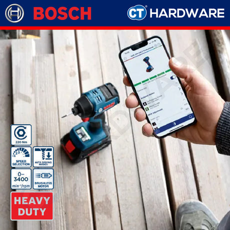 Bosch GDR18V220C Cordless Brushless Impact Driver 18V | 1/4" | 220NM Come with 2x 4.0Ah 18V Battery & Charger