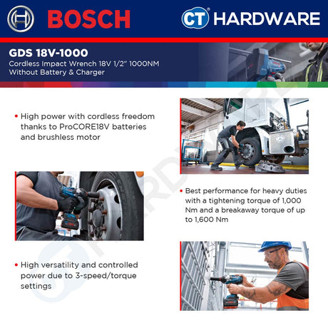 Bosch GDS 18V-1000 Cordless Biturbo Brushless Impact Wrench 18v 1/2" 1000nm