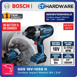Bosch GDS 18V-1050 H SOLO Cordless Impact Wrench BITURBO 18V 3/4" 1050Nm [06019J85L1 | GDS18V1050HSOLO]