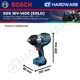 Bosch PRO GDS 18V-1400 Cordless Brushless Impact Wrench 18V 1/2" 1400Nm Solo [06019R50L0]