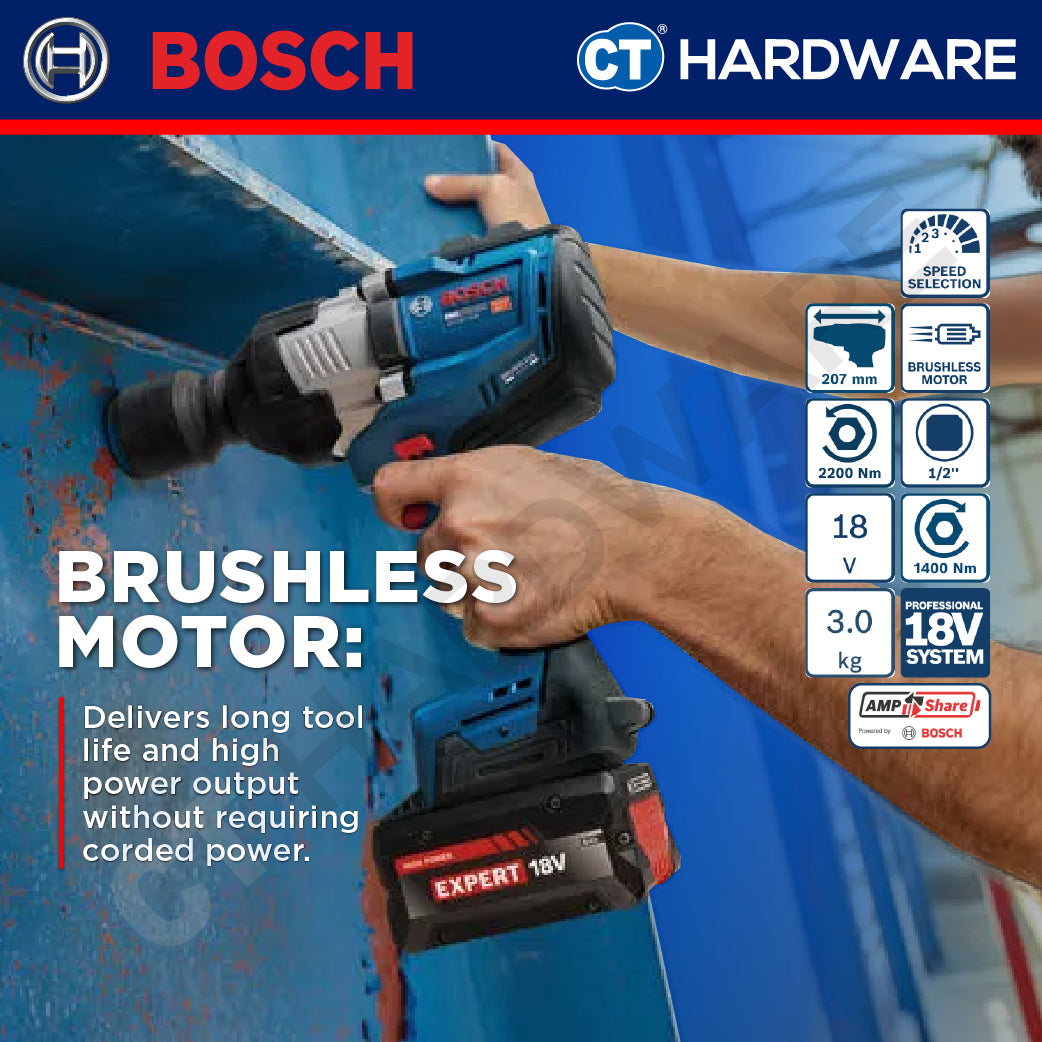 Bosch PRO GDS 18V-1400 Cordless Brushless Impact Wrench 18V 1/2" 1400Nm Solo [06019R50L0]