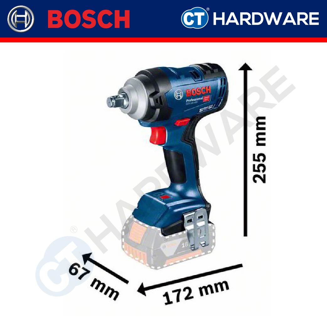 Bosch GDS 18V-400 Professional Cordless Brushless Impact Wrench 18V 1/2" 400Nm | Full Set | SOLO | 1-Battery [06019K00L0 | GDS18V400]