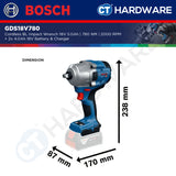 Bosch GDS18V780 Cordless Brushless Impact Wrench 18V 5.0AH | 780NM | 2000RPM Come with 2x 4.0Ah 18V Battery & Charger
