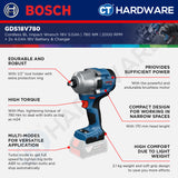 Bosch GDS18V780 Cordless Brushless Impact Wrench 18V 5.0AH | 780NM | 2000RPM Come with 2x 4.0Ah 18V Battery & Charger