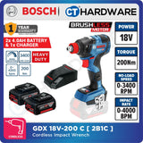 Bosch GDX 18V-200 C Professional Cordless Brushless Impact Driver/Wrench 18V 200Nm | Full Set | SOLO [06019G42L0 | GDX18V200C]