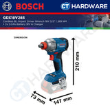 Bosch GDX18V285 Cordless Brushless Impact Driver Wrench 18V | 1/2" | 285NM Come with 2x 2.0Ah 18V Battery & Charger