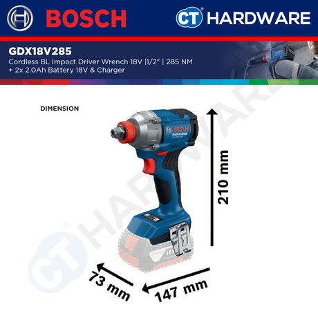 Bosch GDX18V285 Cordless Brushless Impact Driver/Wrench 18V 1/2" 285NM [SOLO | KIT PACK]
