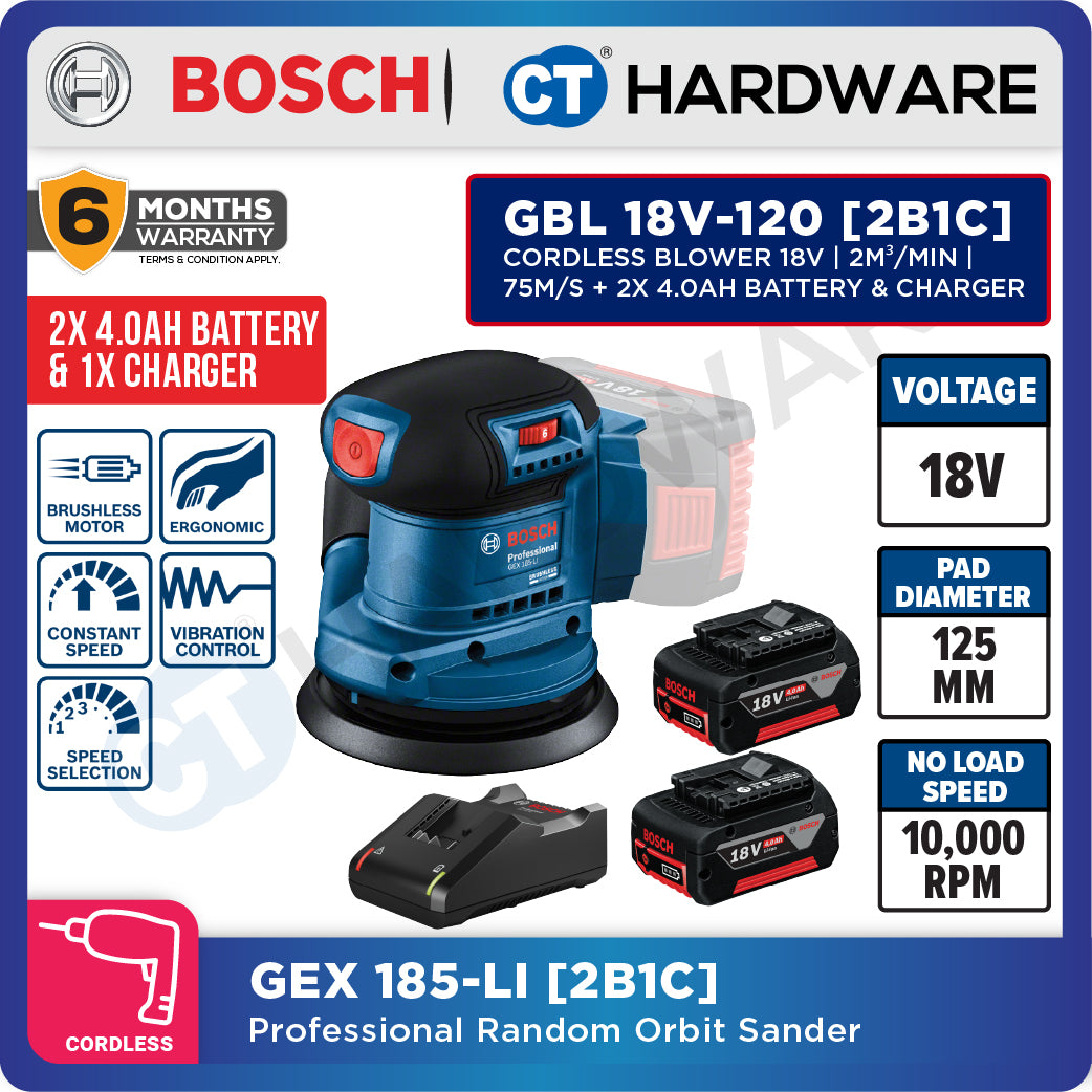 Bosch GEX 185-LI SOLO Professional Brushless Random Orbit Sander 18V, 125MM Without Battery & Charger GEX185LISOLO