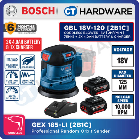 Bosch GEX 185-LI SOLO Professional Brushless Random Orbit Sander 18V, 125MM Without Battery & Charger GEX185LISOLO