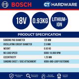 Bosch GEX 185-LI SOLO Professional Cordless Random Orbit Sander 18V 125mm [06013A5080 | GEX185LISOLO]
