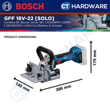 Bosch PRO GFF 18V-22 Cordless Biscuit Joiner 18V 0601620100 (Body Only | 1-Battery | 2-Battery)