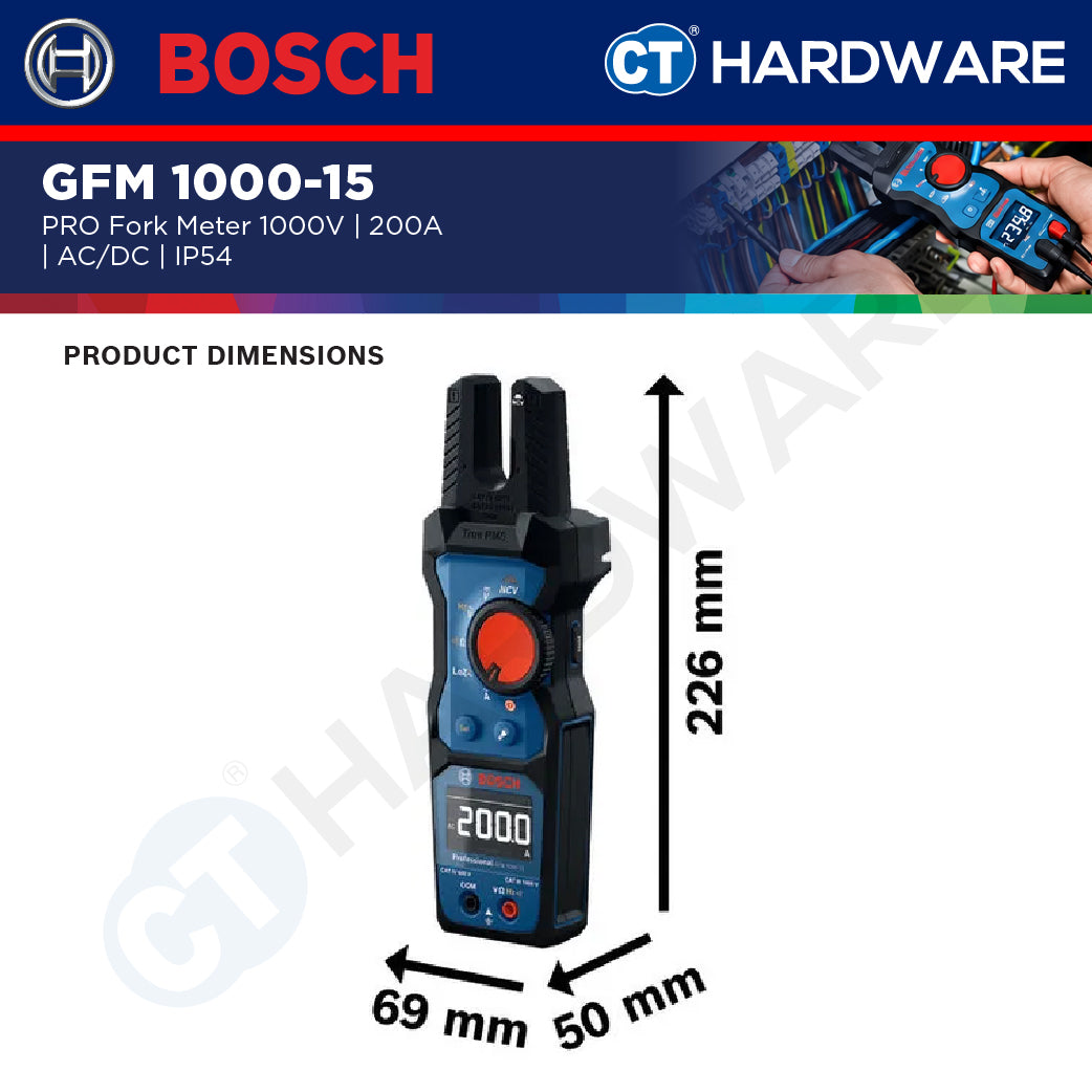 Bosch PRO GFM 1000-15 Fork Meter 1000V 200A AC IP54 [0601077400]