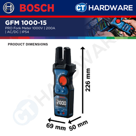 Bosch PRO GFM 1000-15 Fork Meter 1000V 200A AC IP54 [0601077400]