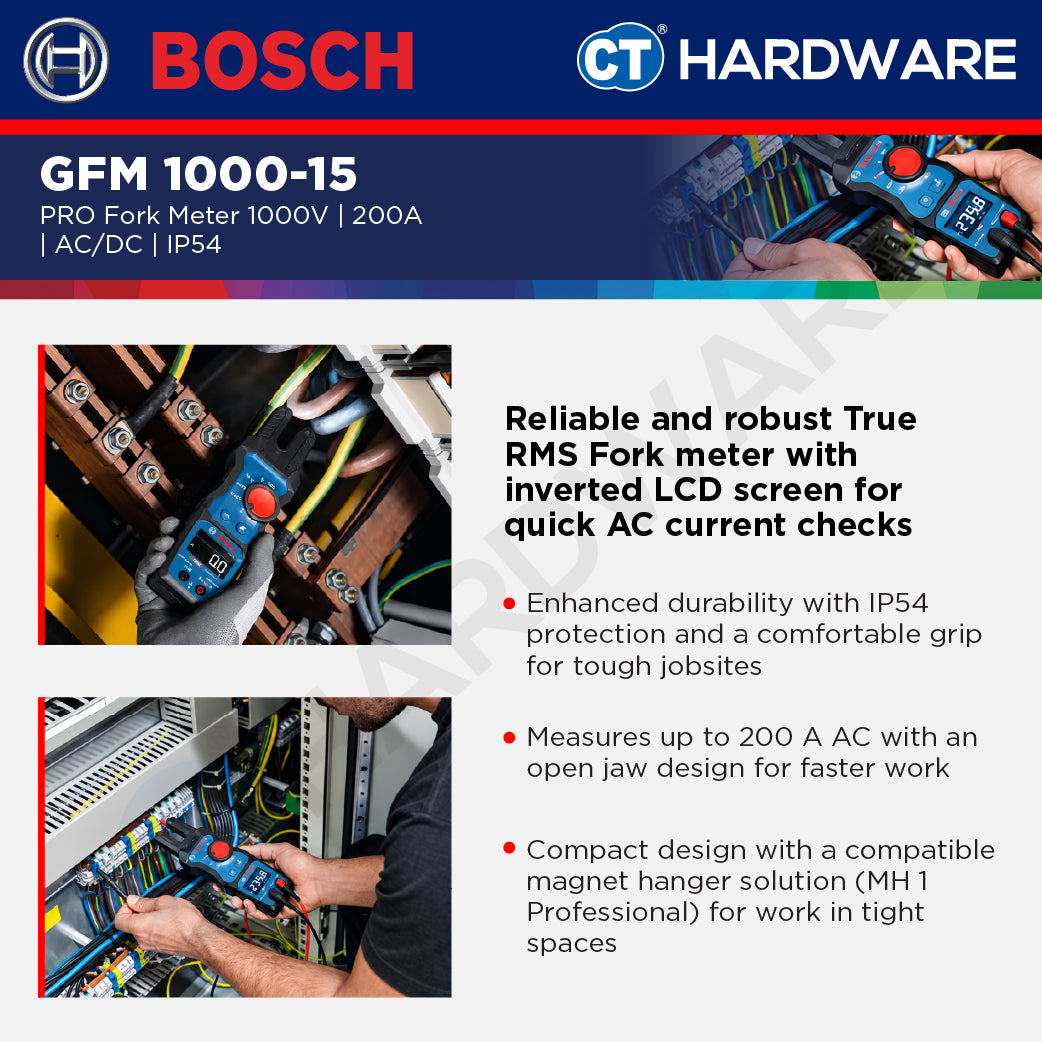 Bosch PRO GFM 1000-15 Fork Meter 1000V 200A AC IP54 [0601077400]