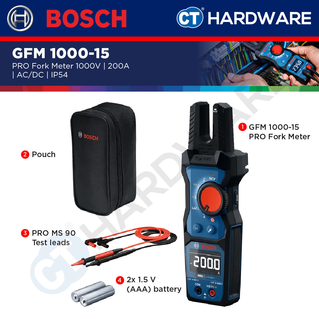 Bosch PRO GFM 1000-15 Fork Meter 1000V 200A AC IP54 [0601077400]