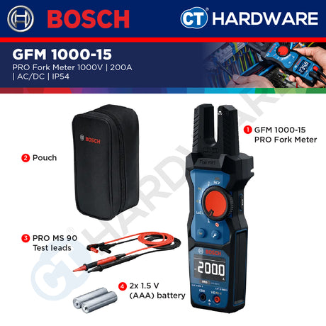 Bosch PRO GFM 1000-15 Fork Meter 1000V 200A AC IP54 [0601077400]