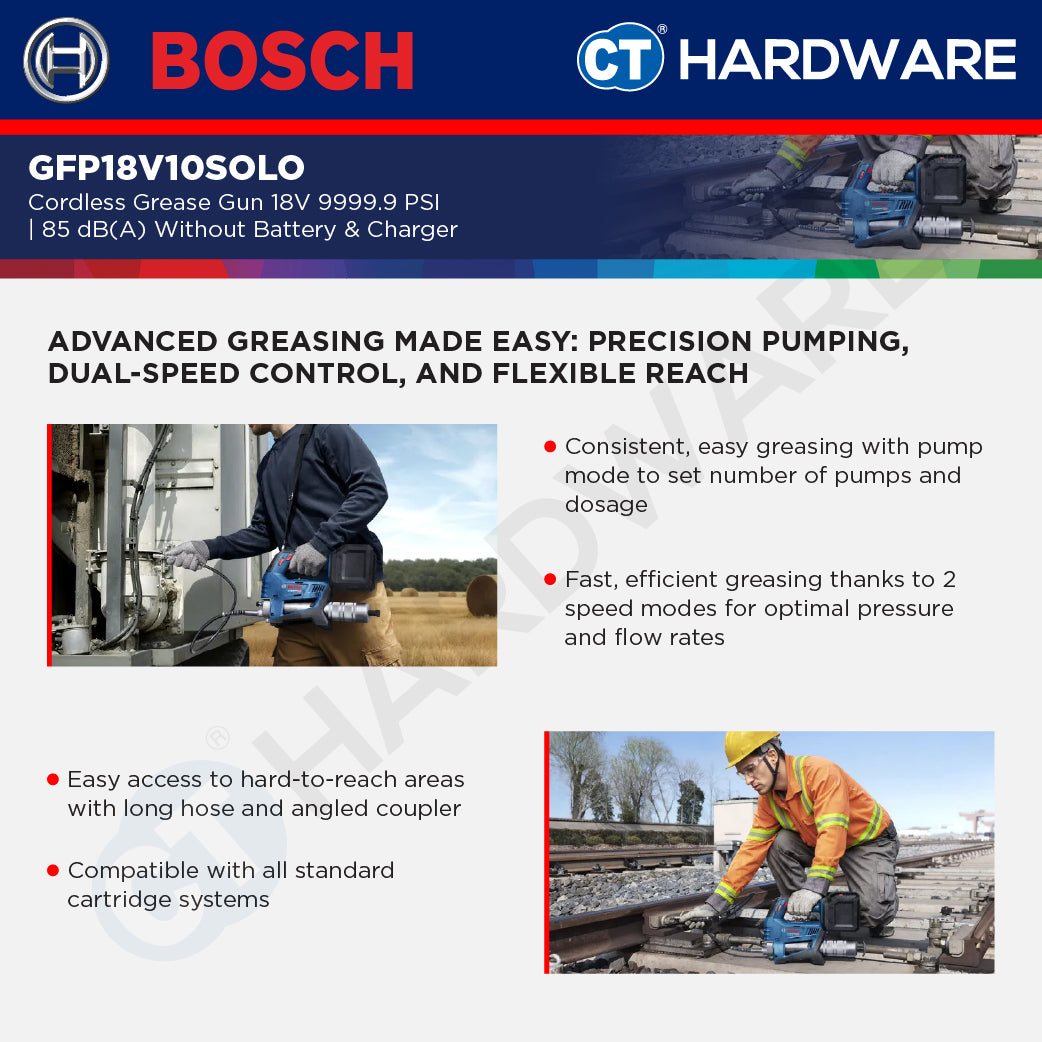 Bosch GFP18V10SOLO Cordless Grease Gun 18V 9999.9 PSI | 85 dB(A) Without Battery & Charger [ SOLO UNIT ]