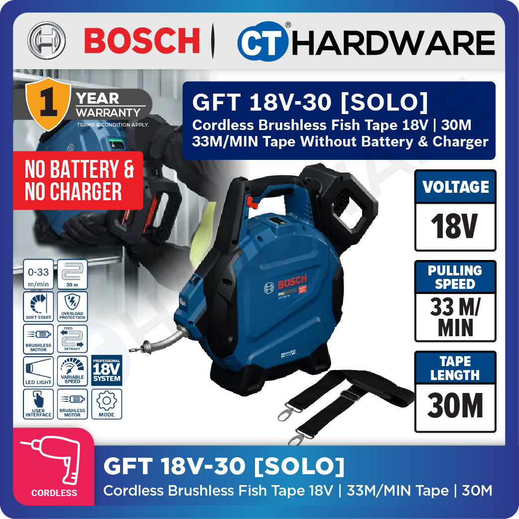 Bosch PRO GFT 18V-30 Cordless Brushless Fish Tape 18V 30m Solo [06019T00K0]
