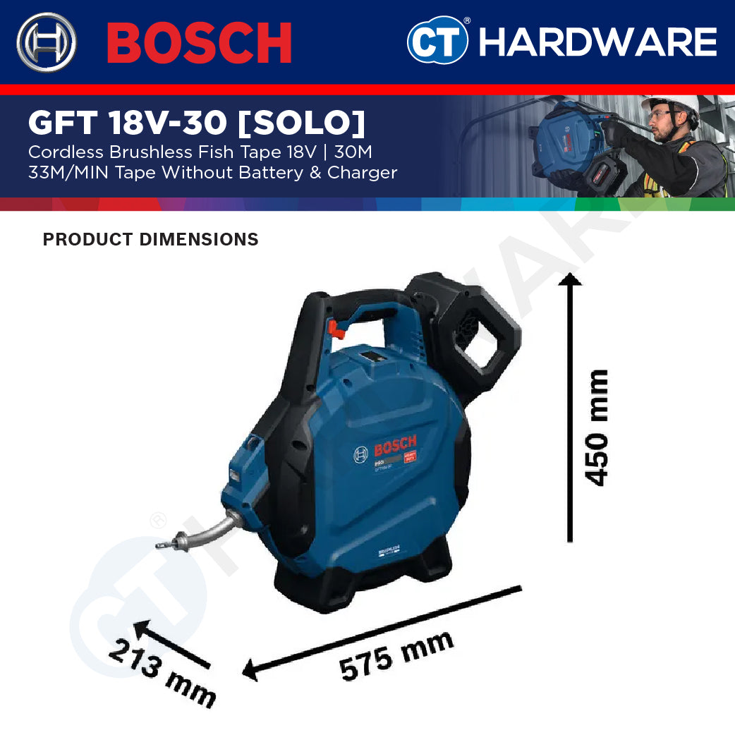 Bosch PRO GFT 18V-30 Cordless Brushless Fish Tape 18V 30m Solo [06019T00K0]