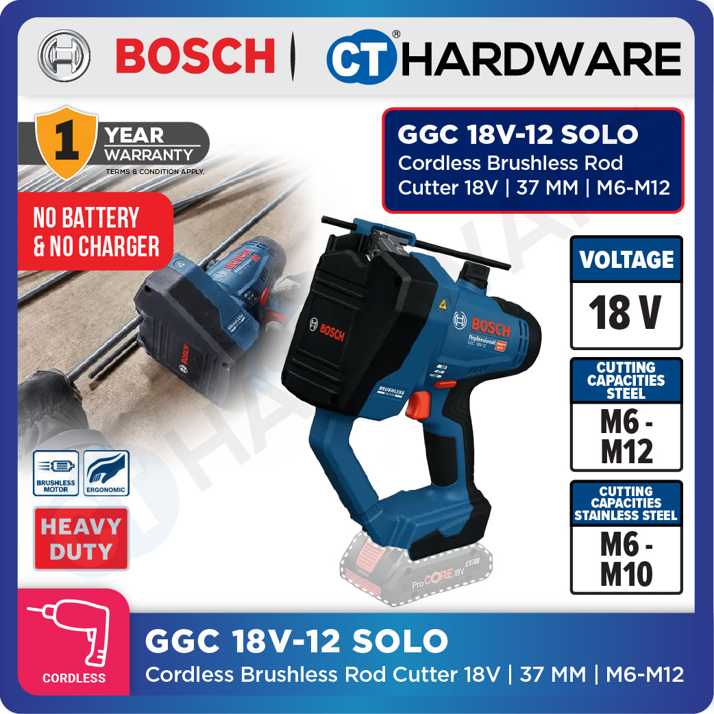 Bosch GGC 18V-12 SOLO Cordless Brushless Rod Cutter 18V | 37 MM Without Battery & Charger | GGC18V12SOLO