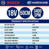 Bosch GHE18V50TPSOLO Cordless Hedge Cutter 18V | 50CM | 1700RPM Without Battery & Charger [ SOLO UNIT ]