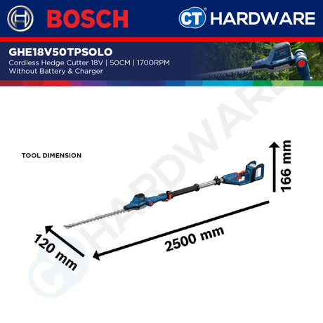 Bosch GHE18V50TPSOLO Cordless Hedge Cutter 18V | 50CM | 1700RPM Without Battery & Charger [ SOLO UNIT ]