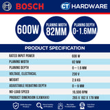 Bosch GHO 16-82 Professional Planer 82mm Wood Planing Machine GHO1682