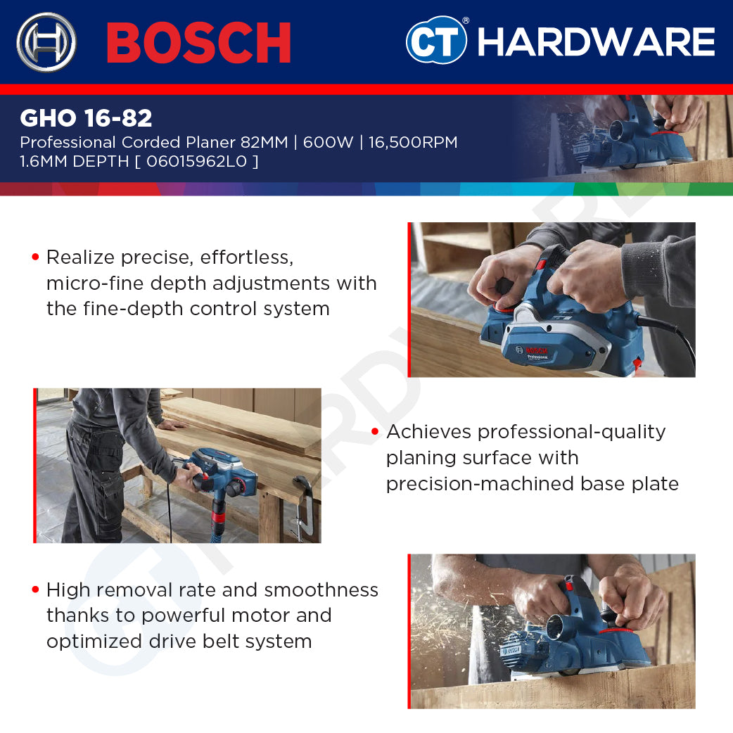 Bosch GHO 16-82 Professional Planer 82mm Wood Planing Machine GHO1682