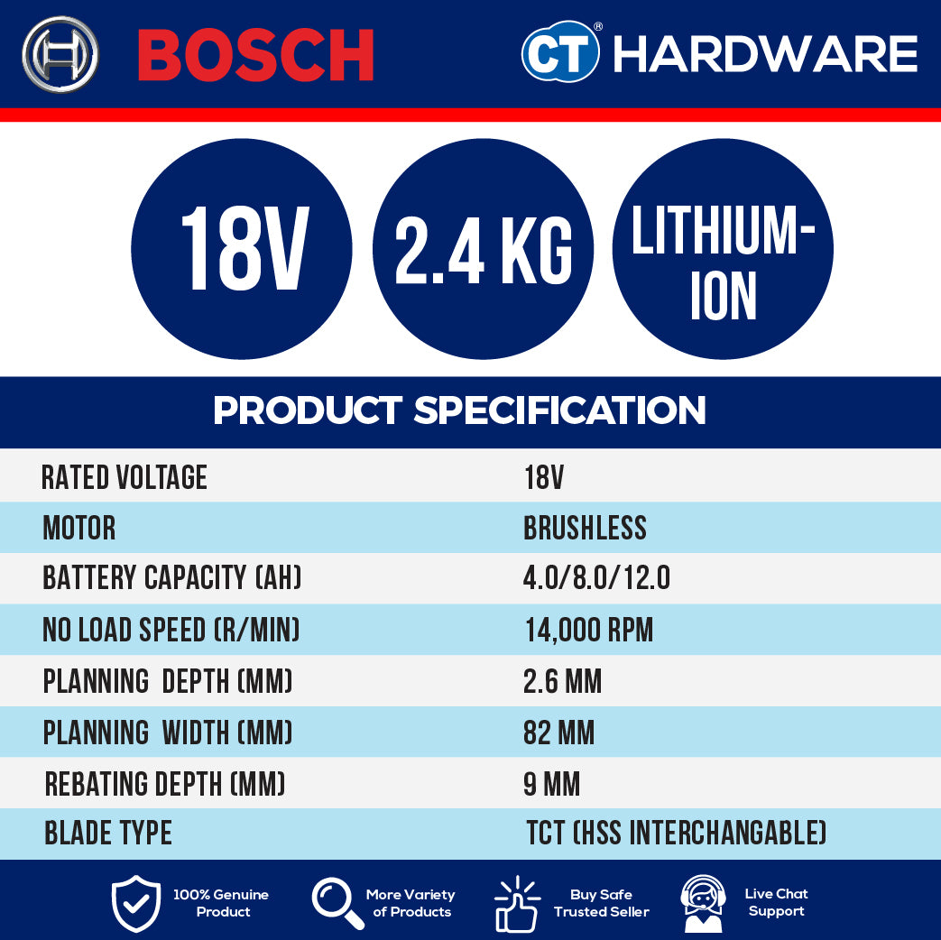 Bosch GHO 185-LI SOLO Cordless Planer 18V | 82MM | 14000RPM [ GHO185LISOLO ]