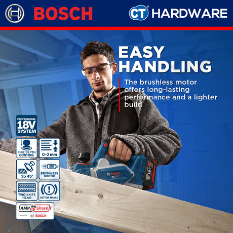 Bosch PRO GHO 18V-20 Cordless Brushless Planer 18V 82mm Solo [06015B52L0]