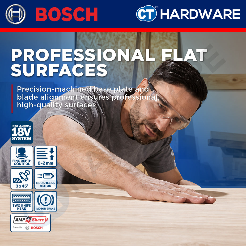 Bosch PRO GHO 18V-20 Cordless Brushless Planer 18V 82mm Solo [06015B52L0]