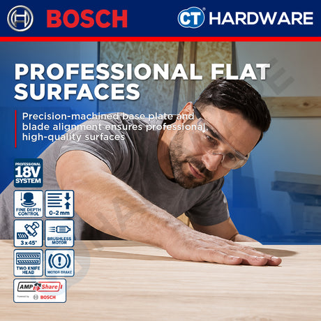 Bosch PRO GHO 18V-20 Cordless Brushless Planer 18V 82mm Solo [06015B52L0]