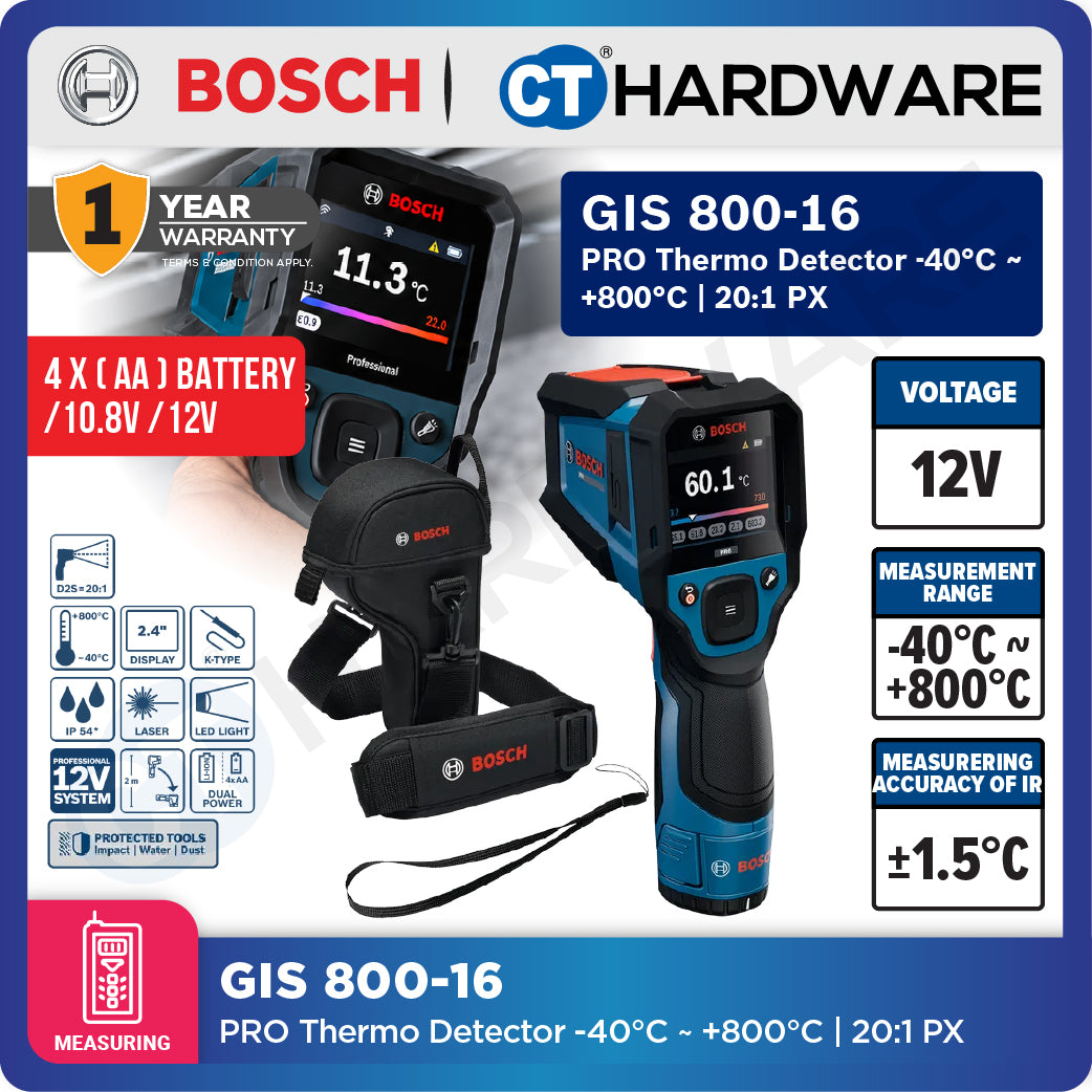 Bosch PRO GIS800-16 Thermo Detector -40°C to +800°C 20:1 [0601083BK0]