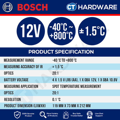 Bosch PRO GIS800-16 Thermo Detector -40°C to +800°C 20:1 [0601083BK0]