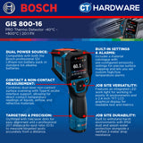 Bosch PRO GIS800-16 Thermo Detector -40°C to +800°C 20:1 [0601083BK0]