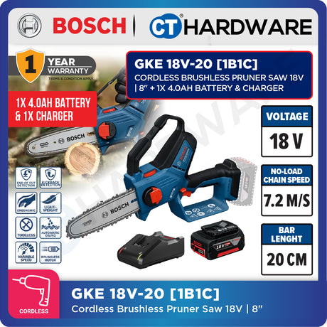 Bosch GKE 18V-20 SOLO Cordless Brushless Pruner Saw 18V, 8" Without Battery & Charger, GKE18V20SOLO