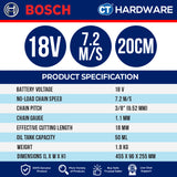 Bosch GKE18V20SOLO Cordless Brushless Pruner Saw 18V | 8" Without Battery & Charger [ SOLO UNIT ]
