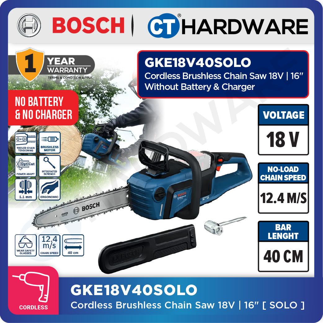 Bosch GKE18V40SOLO Cordless Brushless Chain Saw 18V | 16" Without Battery & Charger [ SOLO UNIT ]