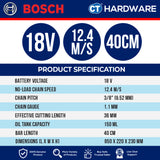Bosch GKE18V40SOLO Cordless Brushless Chain Saw 18V | 16" Without Battery & Charger [ SOLO UNIT ]