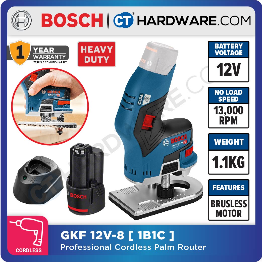 Bosch GKF 12V-8 Professional Cordless Palm Router 12V | SOLO | 1-Battery [06016B00L0 | GKF12V8SOLO]