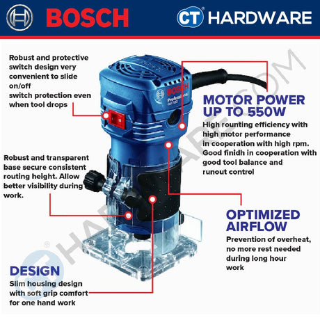 Bosch GKF 550 Professional Palm Router 550W 6mm [06016A00L0 | GKF550]