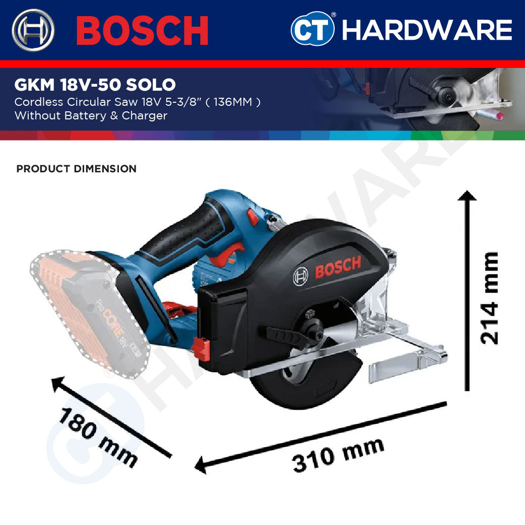 Bosch GKM 18V-50 Cordless Circular Saw 18V | 5-3/8" ( 136MM ) [ GKM18V50SOLO ]