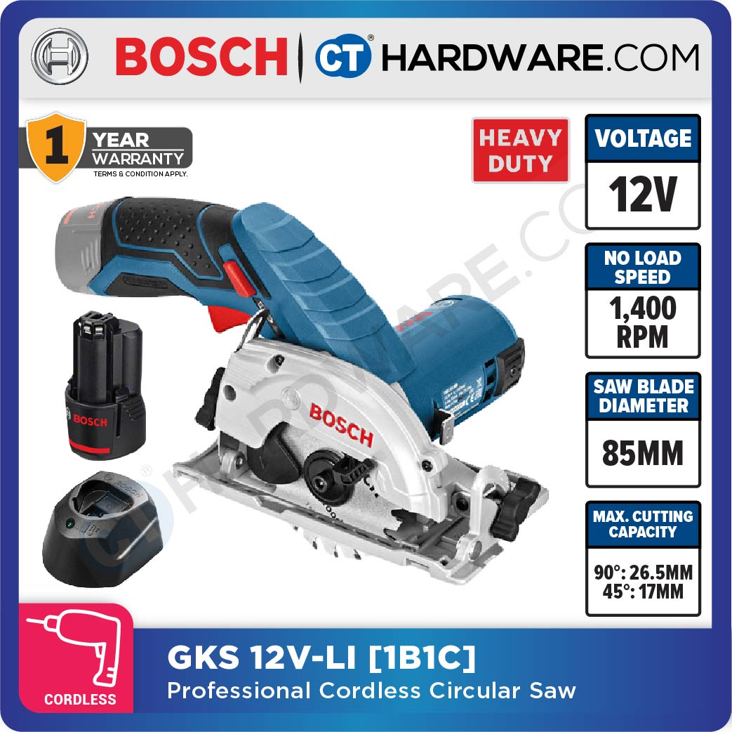 Bosch GKS 12 V-LI Professional Cordless Circular Saw 12V | SOLO | 1-Battery [06016A10L2 | GKS12VLISOLO]