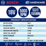 Bosch PRO GKS 18V-57-2 GX Cordless Circular Saw 18V 06016C10K0 (Body Only | 1-Battery | 2-Battery)